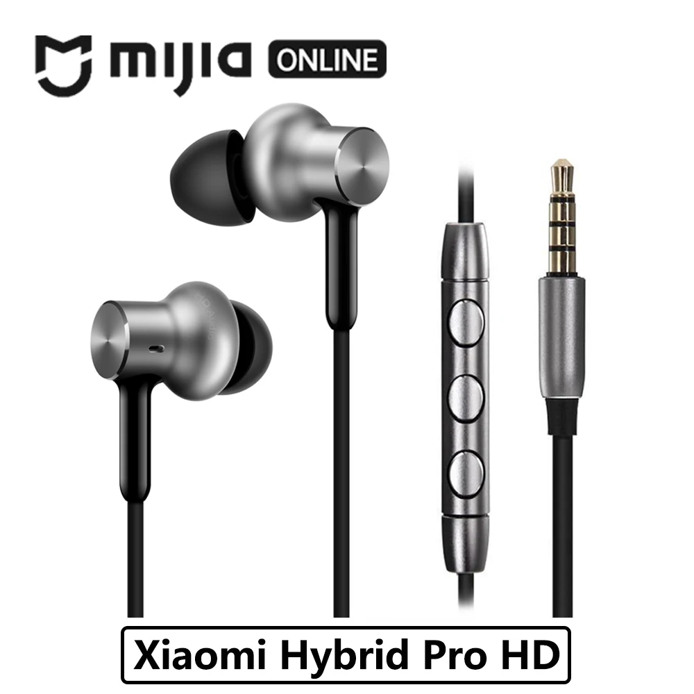 Xiaomi Hybrid Pro HD в ухо Hifi с микрофоном шумоподавление Круг Железный проводной контроль тройной/двойной драйвер динамические наушники