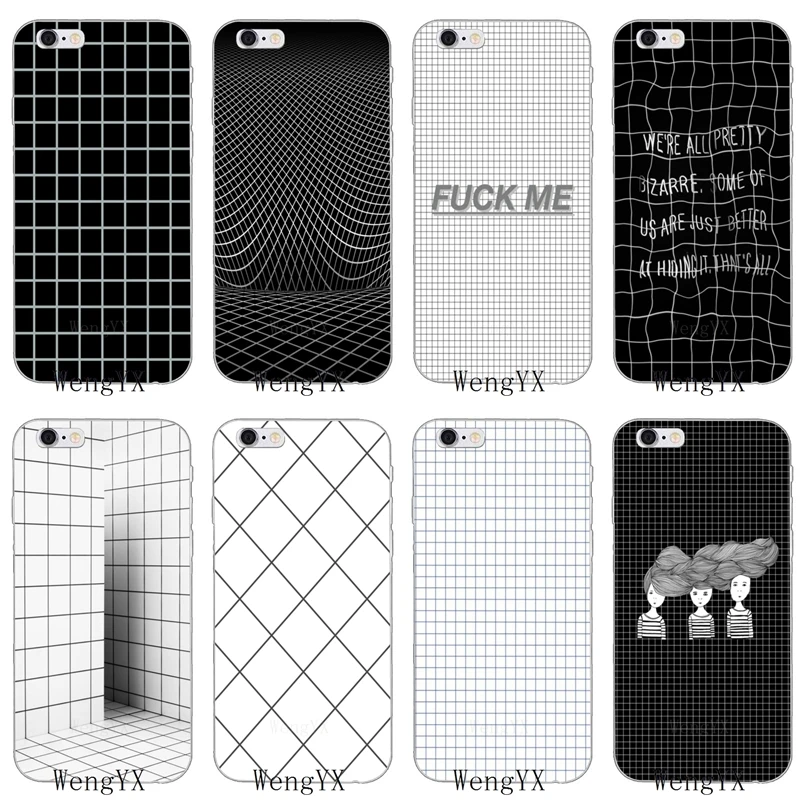 

Luxury Retro Black White grid Soft phone case For Xiaomi Mi A2 8 SE Lite Mix Max 3 6X Redmi Note 6 6A Pro S2 Pocophone F1