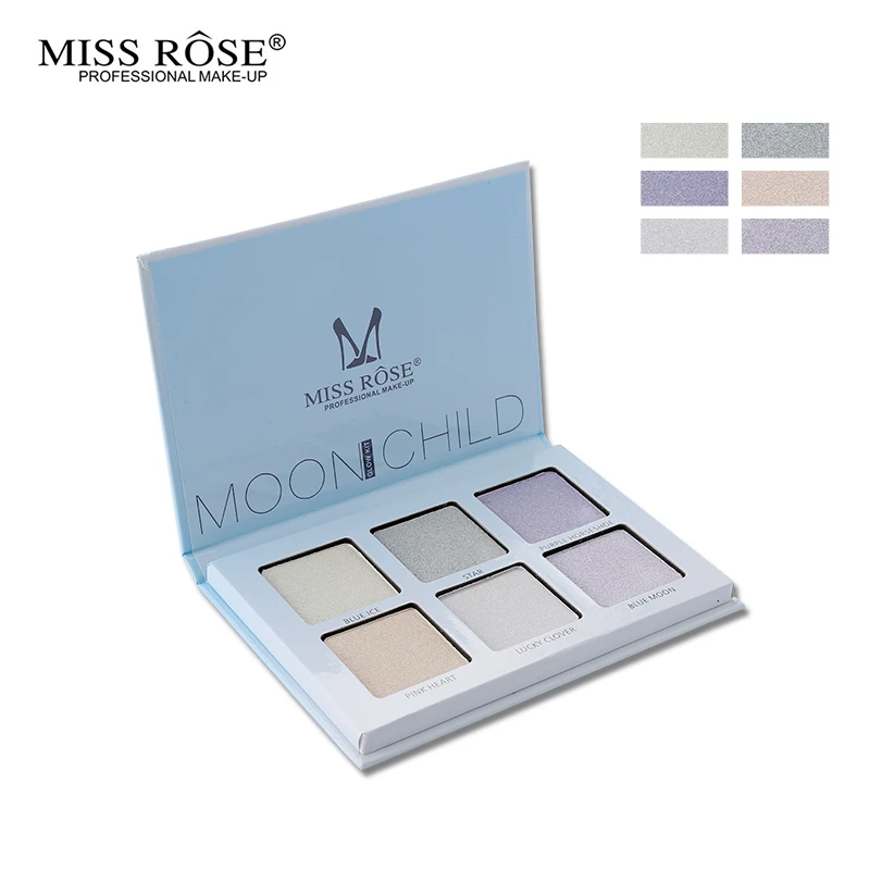 Miss Rose Aurora Glow Kit 6 цветов Хайлайтер для макияжа Палитра контур лица Радужный хайлайтер мягкая пудра Крем Осветляющий бронзатор