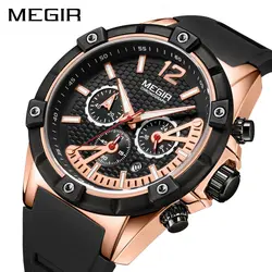 MEGIR Модные кварцевые часы для мужчин розовое золото водостойкие для мужчин s часы лучший бренд класса люкс Хронограф Спортивные часы Relogio
