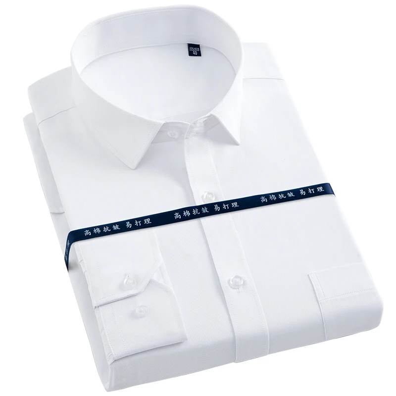 

Brand Plus Size 5XL 6XL 7XL Men Dress Shirts Mens Slim Fit Casual Shirt Twill Solid Color Formal Social Work Shirt Easy Care
