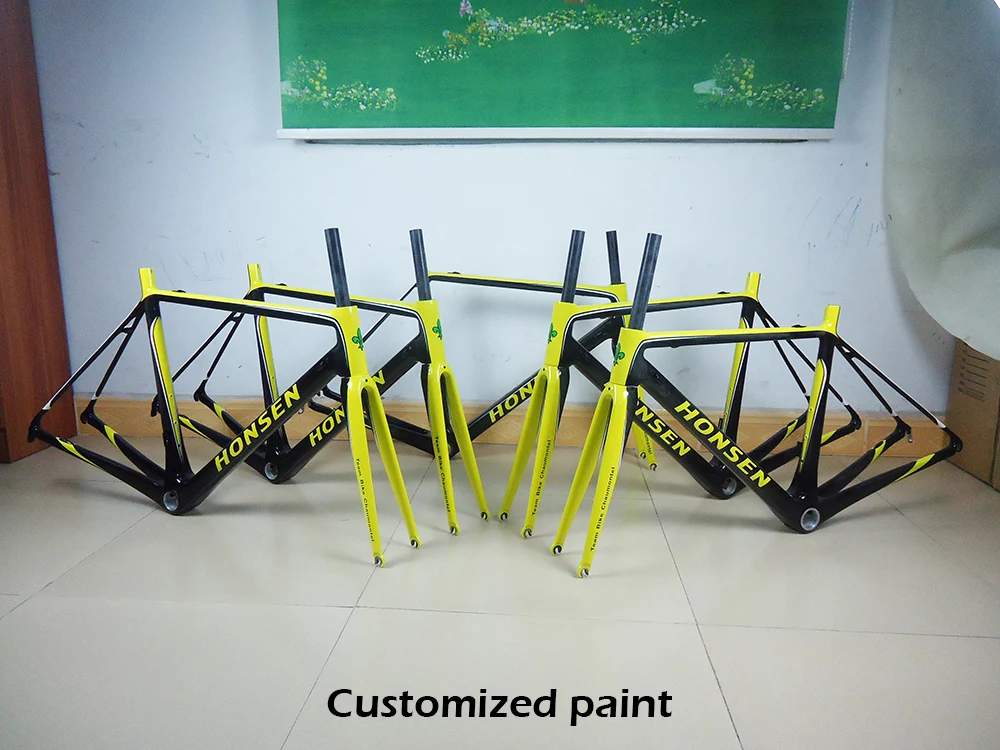 Discount Superlight Classisc style carbon Road bike frameset with fork/seatpost/handlebarUltra-light 975g DI2/Mechanical 17