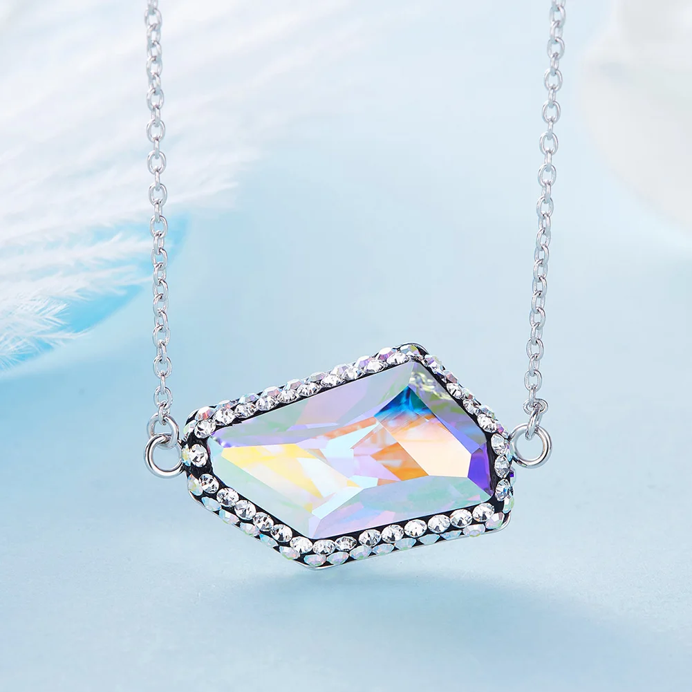 

Heezen AB Color Yellow Geometric Shaped Pendants & Necklace Crystal Fashion Jewelry Austrian Rhinestone Paved Gifts for Women