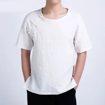 

MFERLIER M-4XL Summer t shirt men cotton linen Spring summer men tshirt 3 colors