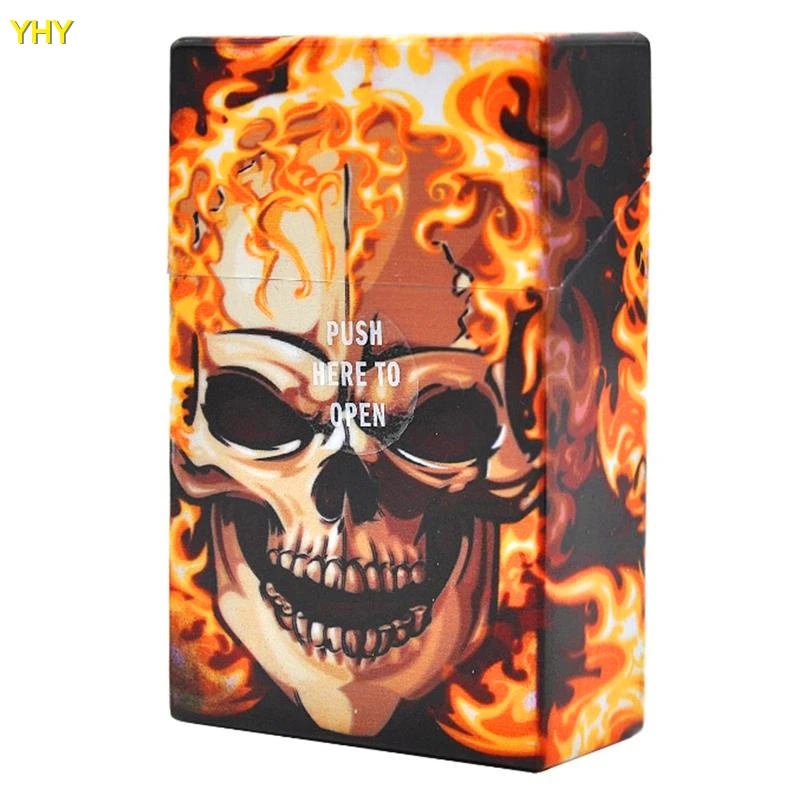 Newest Colorful Human Skeleton Skull Cigarette Cases 95MM Plastic Storage Box High Quality Exclusive Design Automatic Opening06