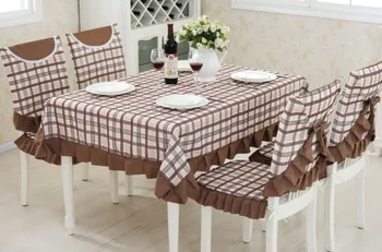 

Coffee Brown Table Cloth Englands Plaid Rectangle Table Cover square Tablecloth Lace Home decoration seat back chair cover B45