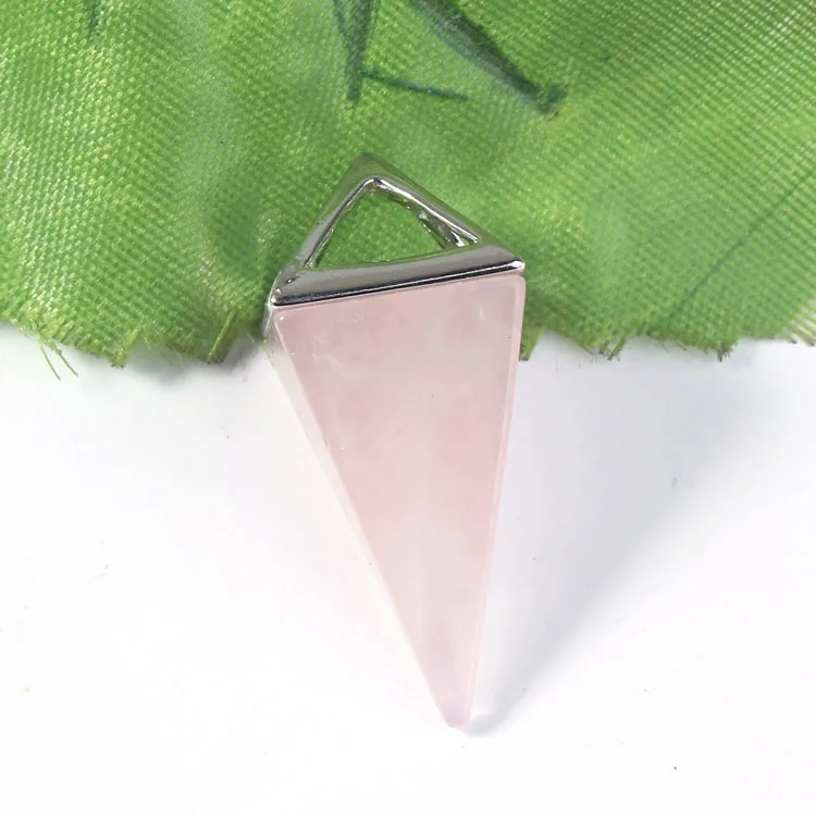 Xinshangmie натуральный аметист розовый кристалл тигровый глаз камень опал Треугольник Пирамида кулон ожерелье для женщин модные ювелирные изделия - Окраска металла: Rose Quartzs