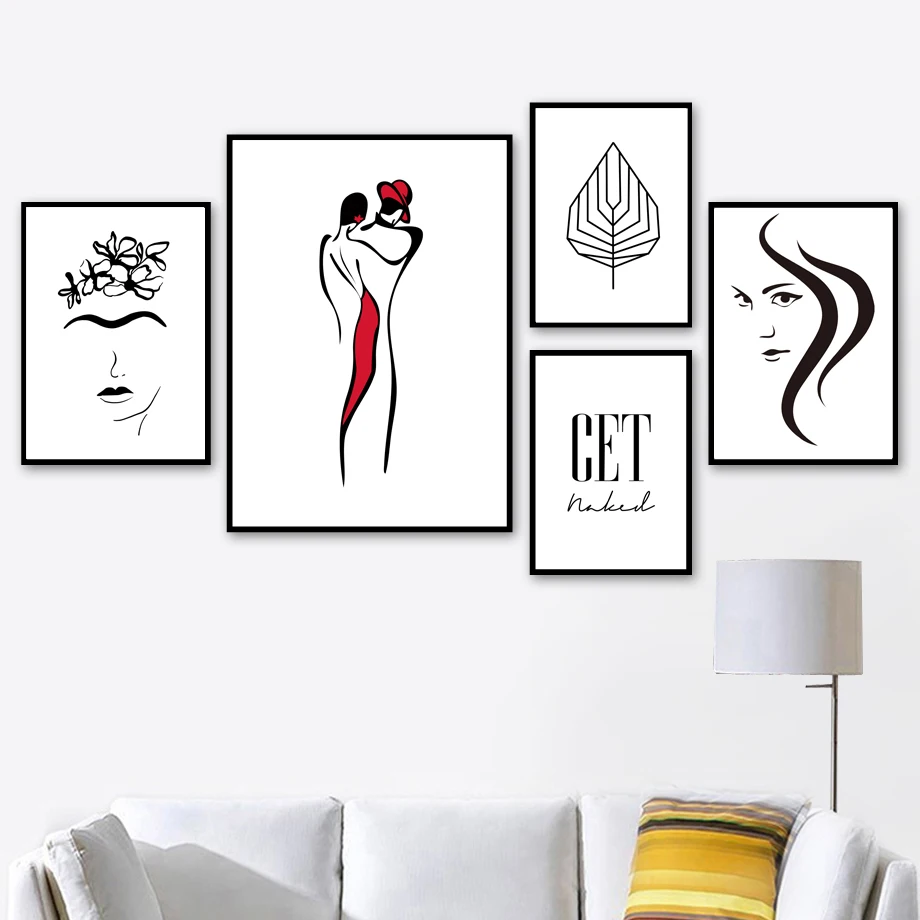 

Minimalist Leaf Men Women Nordic Posters And Print Wall Art Canvas Painting Black White Wall Pictures For Living Room Home Decor