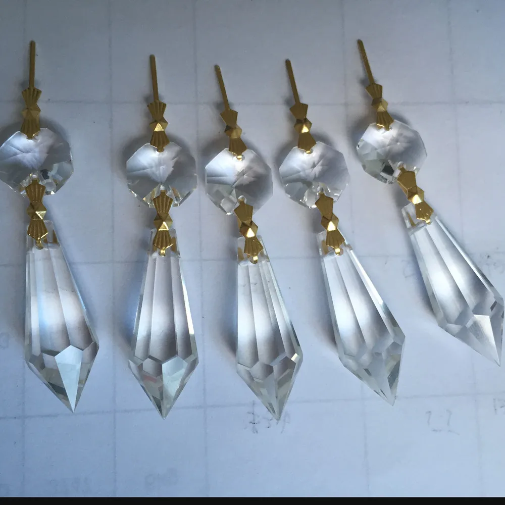 30pcs/lot 20*80mm Crystal Glass Prism Teardrop Chandelier Pendants Parts 