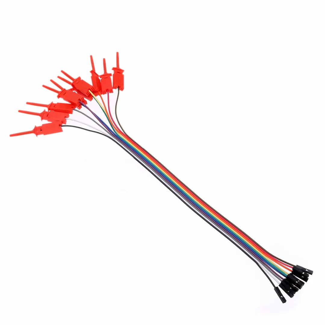 

10pcs 34cm Length High Efficiency Test Hook Clip Logic Analyzer Cable Gripper Probe Test Clamp Kit Color Random