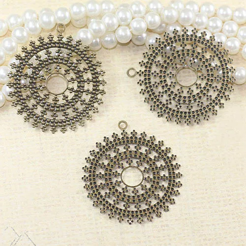 25mm Filigree Flower Wraps Metal Brass Links European Charms Hair Clasp Bu Yao Accessories DIY Findings Bronze tone | Украшения и