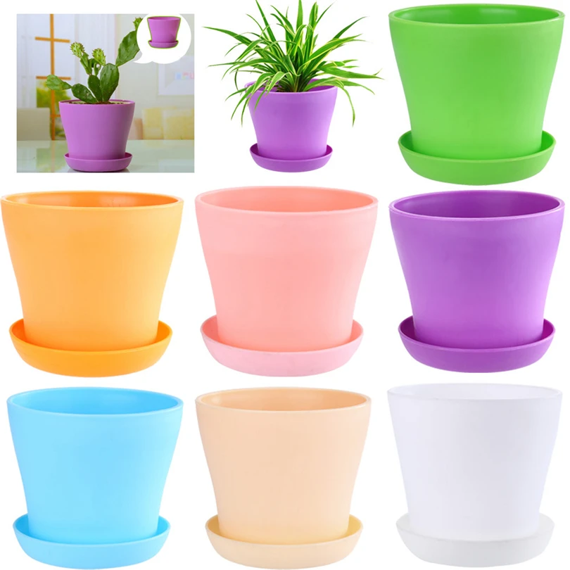 New Colourful Mini Plastic Flower Pot Succulent Plant Flowerpot Home Office Decor Garden Seeder Tools Sower Planter #Q15R (23)