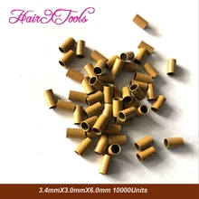 Края пластины прямые Медь Micro rings3.4x3.0x6.0mm Dreadlock Бусины Химическое наращивание волос Micro Бусины микро кольца волос ссылки Инструменты