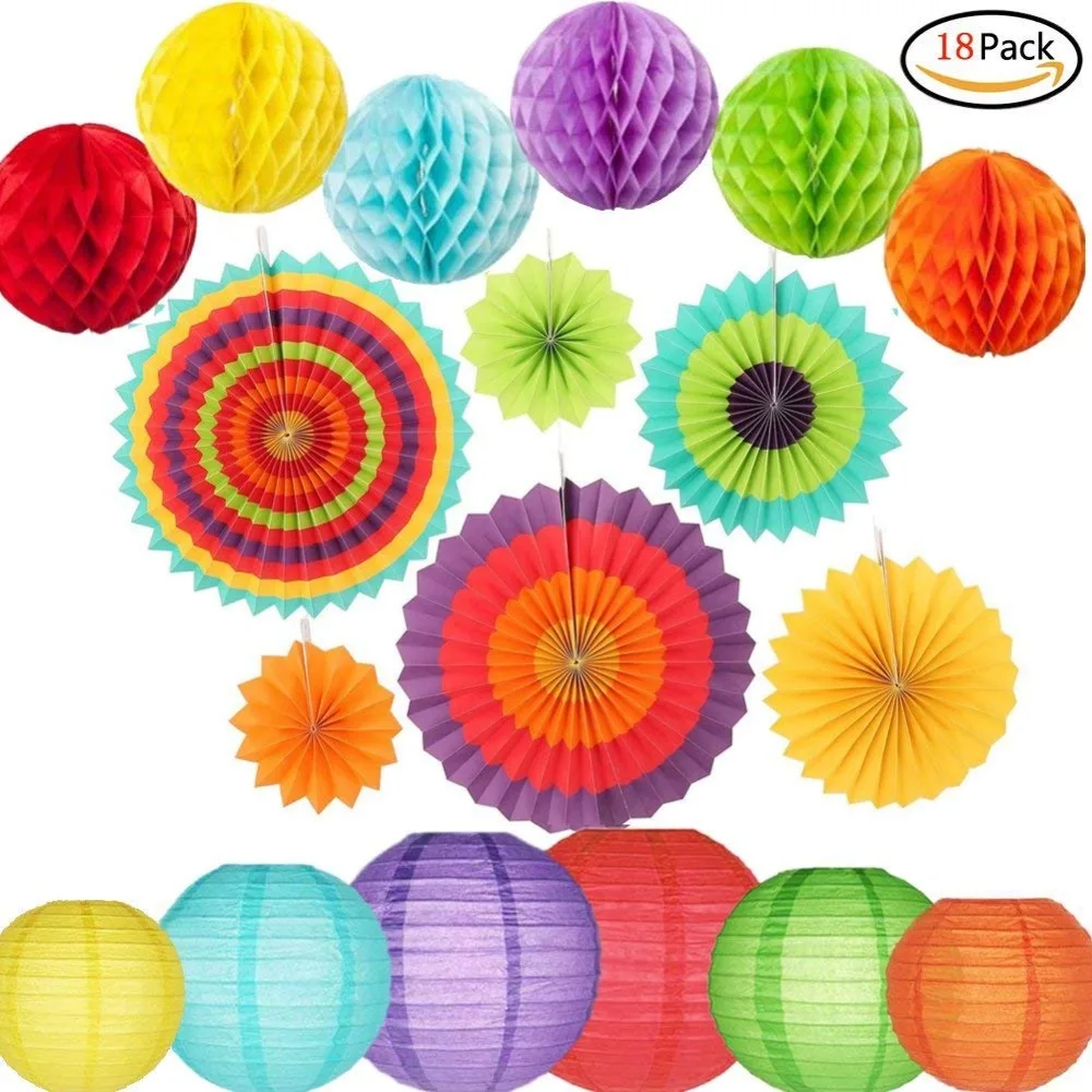 2 x Paper Hanging Honeycomb Balls Sphere Eid Party Decoration Various Colours