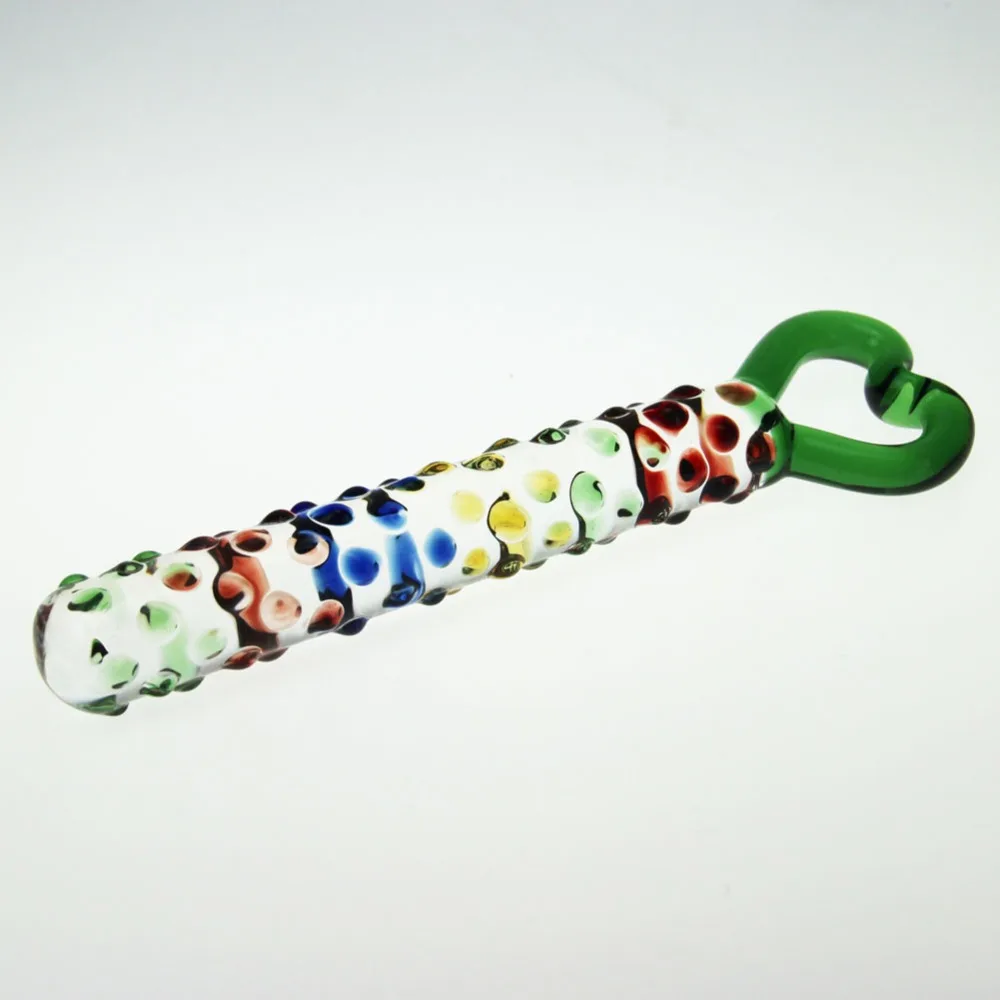 h01502 HeartNubby Textured Sensual Glass DildoAnal plug (5)
