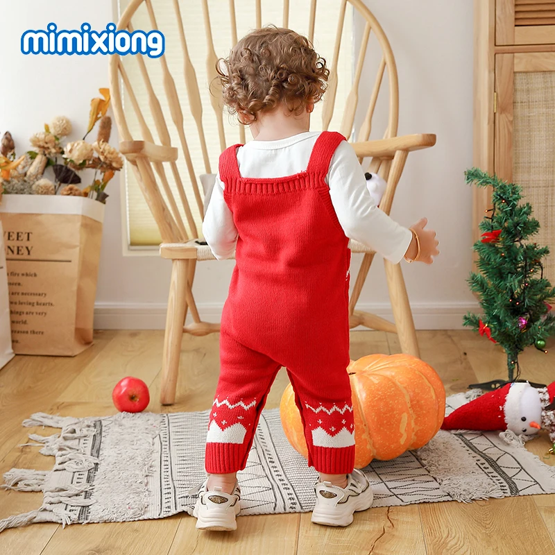 Baby Rompers Christmas For Kids Boys Girls Jumpsuits Autumn Sleeveless Knitted Newborn Bebes Onesie 0-24Months Children Overalls