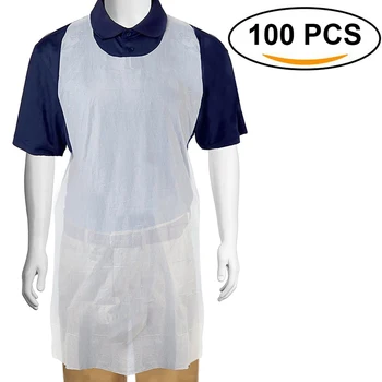

100pcs/set White Disposable Cleaning Apron Transparent Easy Use Kitchen Aprons For Women Men Kitchen Cooking Apron