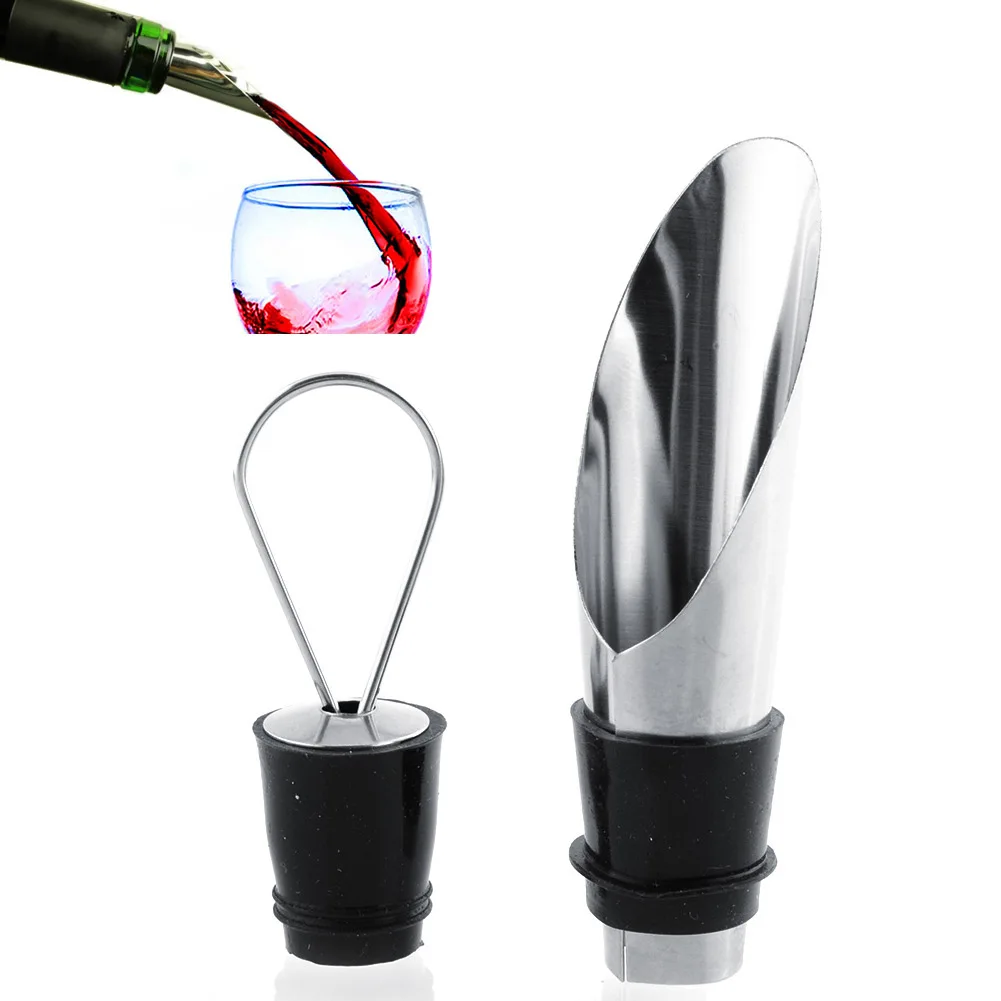 

Stainless Steel Vacuum Pump Wine Bottle Stopper Funnel Pourer Decanter