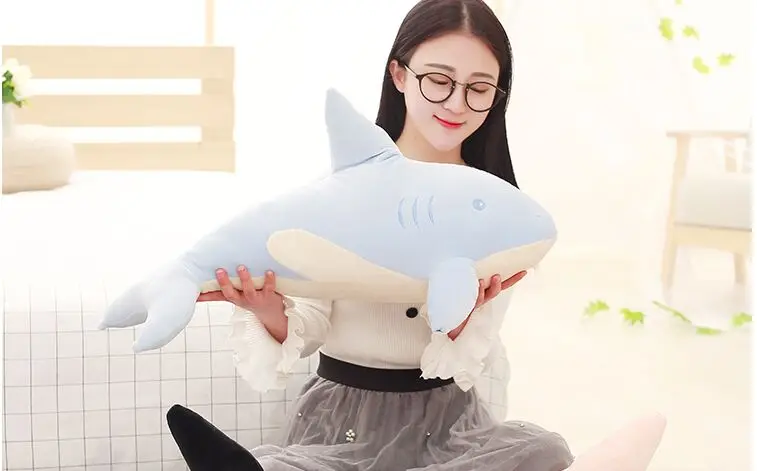 small cute plush shark toy lovely soft blue shark pillow doll gift about 60cm