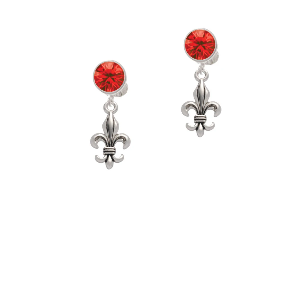 Medium Antiqued Fleur di Lis Crystal Clip On Earrings (4)