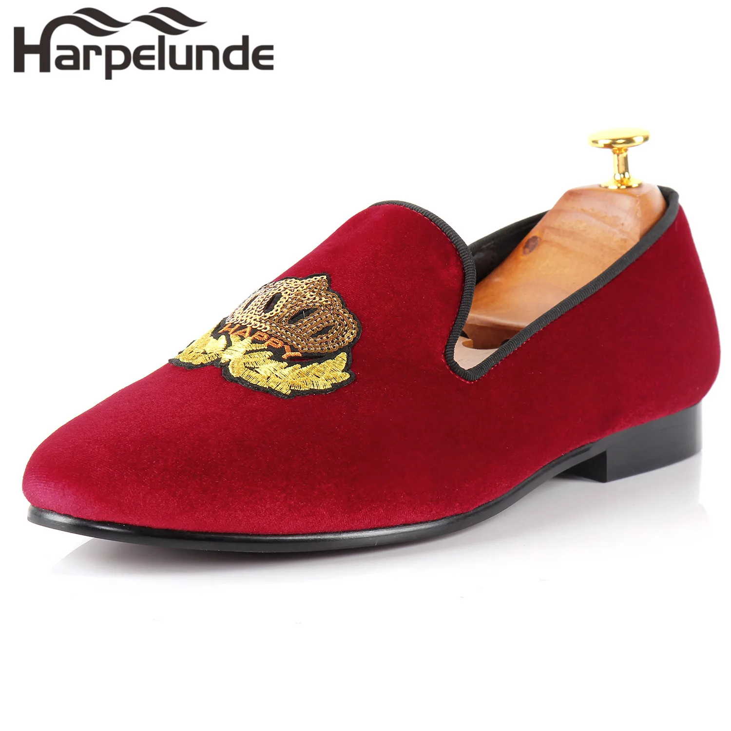 flat velvet shoes with embroidery detail