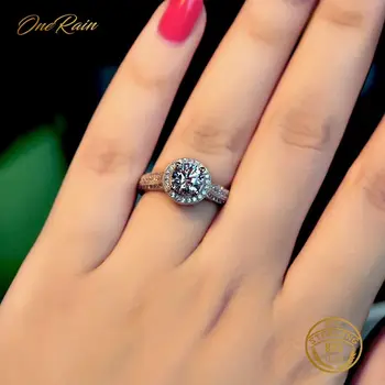

OneRain Luxury 100% 925 Sterling Silver White Topaz Cubic Zirconia Wedding Engagement Ring For Women Men Jewelry Wholesale