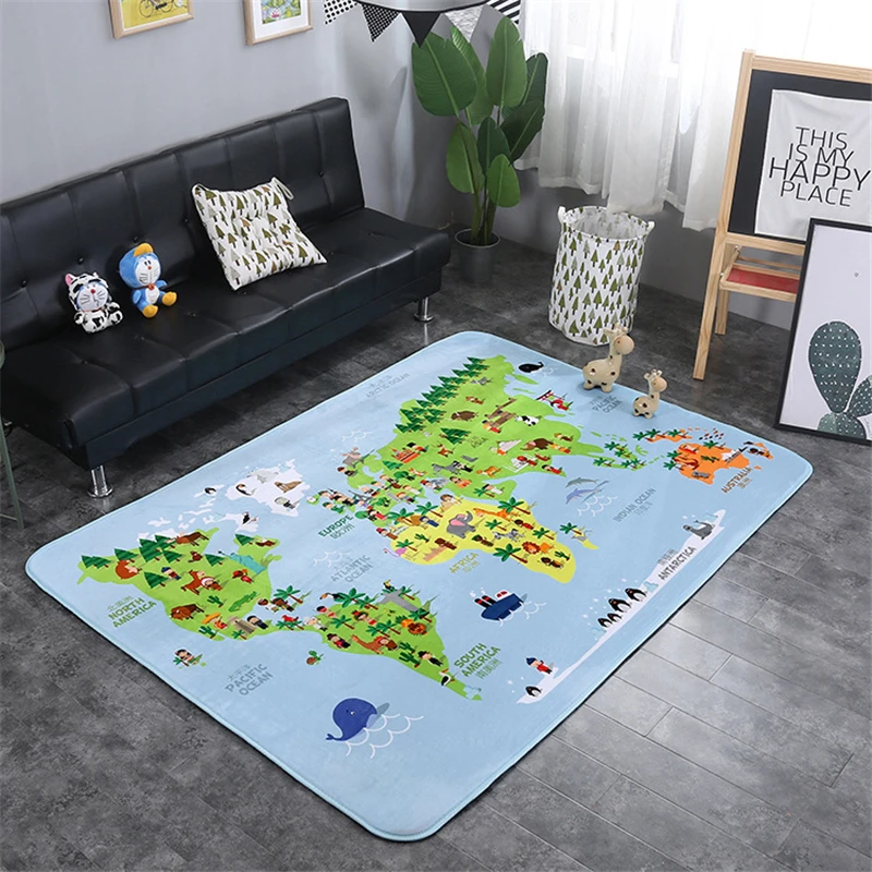 Padrão dos Desenhos Animados do Bebê Esteira de Jogo Sala de Crianças Decoração para Casa Animais Raposa Coelho Veados Criança Rastejando Cobertor Tapete Nórdico 195*145cm 10 criança rastejando cobertor tapete nórdico sala de crianças decoração para casa