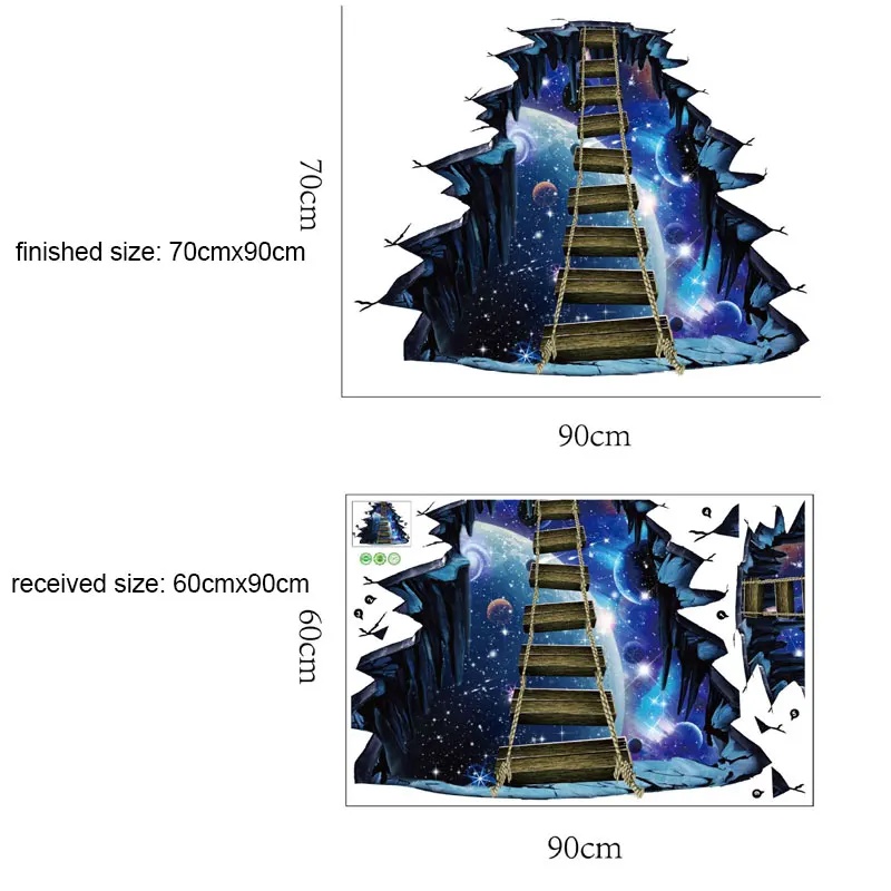Новая Большая 3d космическая Наклейка на стену, Галактический Звездный мост, украшение для дома для детской комнаты, пол, гостиная, Наклейки на стены, домашний декор