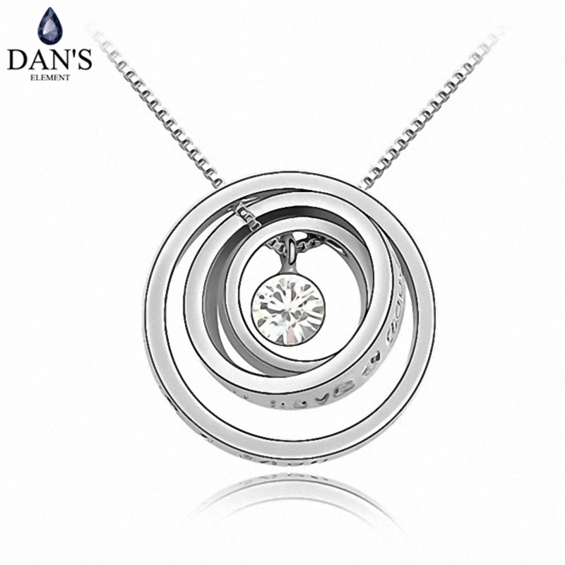 

DAN'S ELEMENT 8 Colors Real Austrian Crystals Concentric circles pendant Rhinestone crystal necklace round #86020