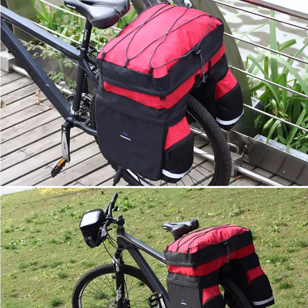 Perfect ROSWHEEL 60L Waterproof Mountain Road Bicycle Bike Bag Cycling Luggage Rear Rack Tail Seat Trunk Container Pannier Rain Cover 11