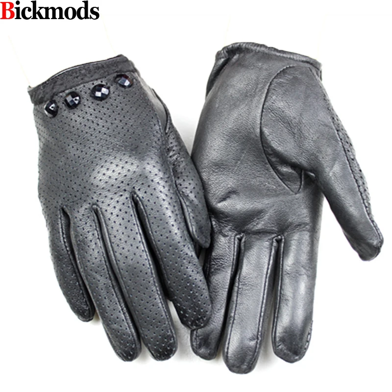 

Winter Gloves New Promotion Eldiven 2017 Leather Gloves Female Sheepskin Mesh Style Thin Lining Driving In Spring And Summer