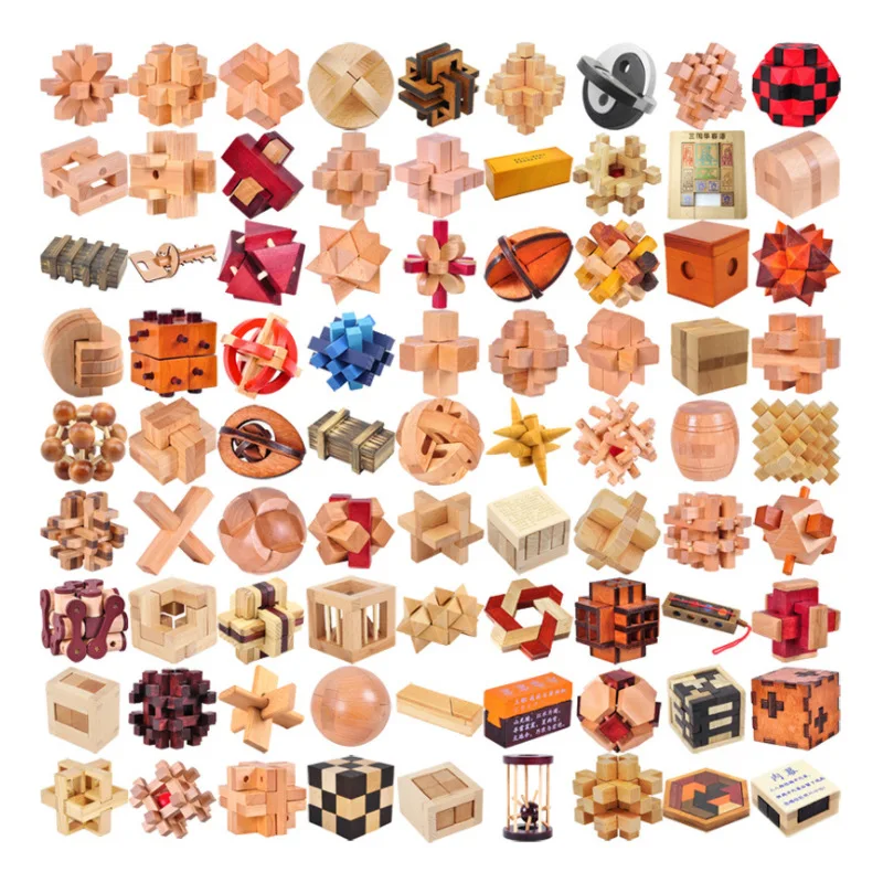 

Wooden Luban Lock Puzzle Toy Cubic Geometric Shapes Brain Teaser Kids Adult Toys