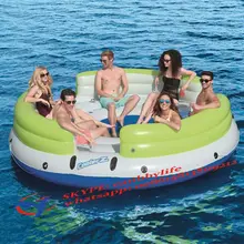 10,8 футов бассейн с водным островом 6 человек надувной остров спинка Lounge Плот плавательный бассейн океан озеро пляж остров чистая нижняя часть