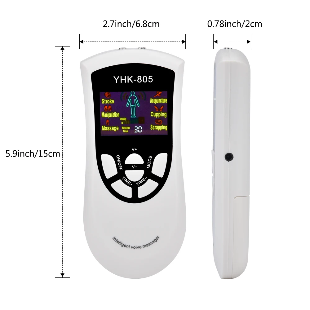 Интеллектуальный голосовой массаж, 6 режимов, портативный Электрический массажный аппарат, 4 электрода, подушечки, облегчение боли, импульсный EMS, стимулятор мышц, 5