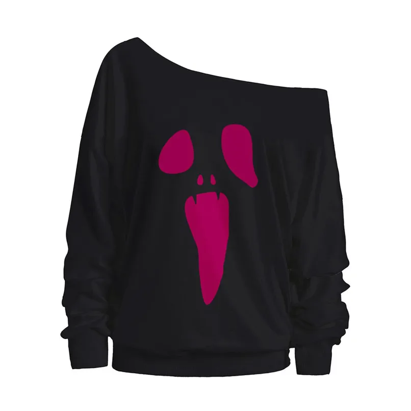 Autumn 2018 Gothic Punk Rock Clothing Harajuku Kawaii Printed T shirts Women Casual Blusas Long Tops Ghost Blusas 40OC263