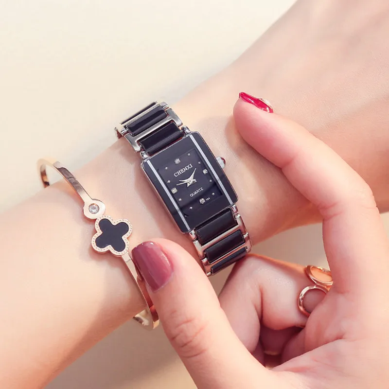 CHENXI Women Watches Black Ceramic Quartz Wrist Watches For Men Women Lover S Watches Fashion Bracelet