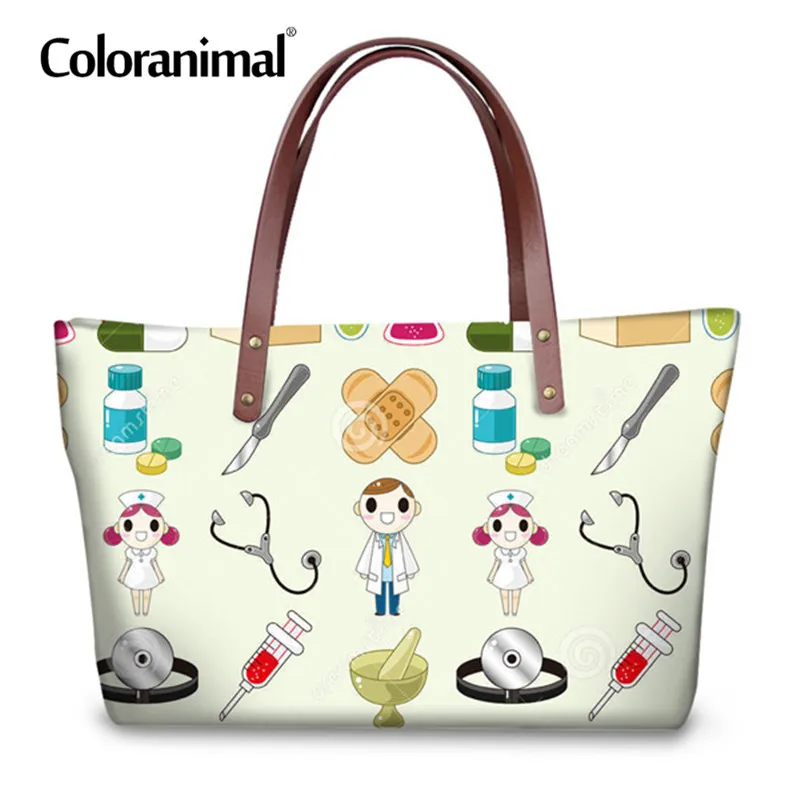 Цветная сумка-тоут для медсестры, женская брендовая дизайнерская Повседневная Большая сумка-шоппер, сумка на плечо с 3D милым мультяшным принтом, Высококачественная сумка - Цвет: H5807AL