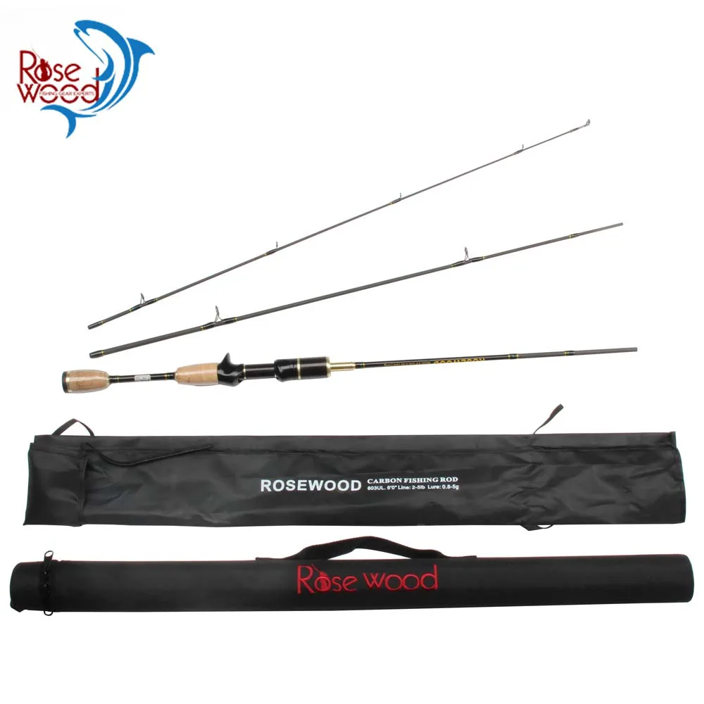 

3 Section ROSEWOOD 0.8-5g Lure Weight UL Spin Casting Rod With Tube Lightweight Ultra Light Trout Rods Split Grip Cork Handles