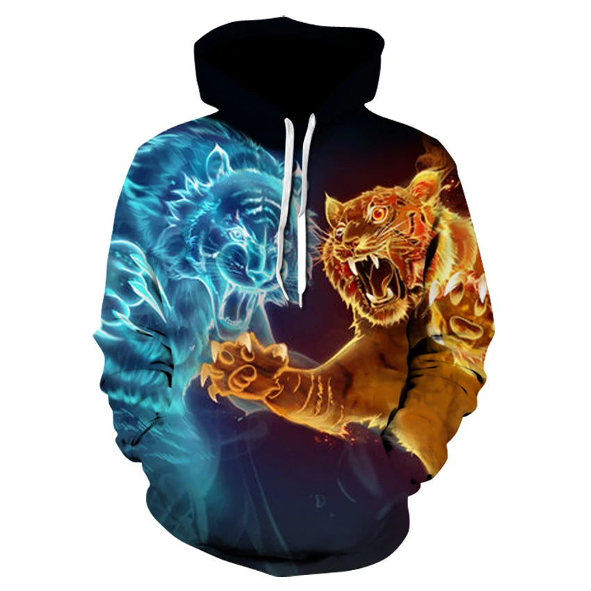 Tiger Print Hoodies 3D Brand Men Sweatshirts Male Hooded Tracksuits