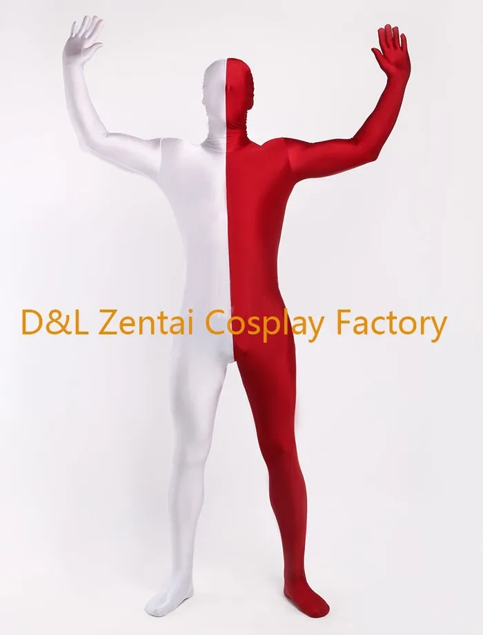 DHL, цельные красные и белые костюмы из лайкры и спандекса на Хэллоуин, Zentai, LZ108