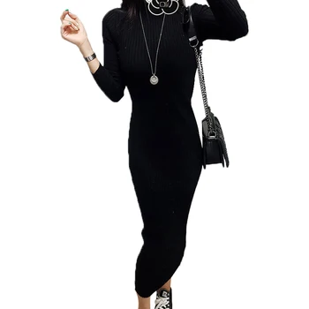 

RUGOD New Sheath Women Dress Long Sleeve Solid Women Clothes Bodycon Sexy Women Dress Midi Winter Dress For Women vestidos mujer