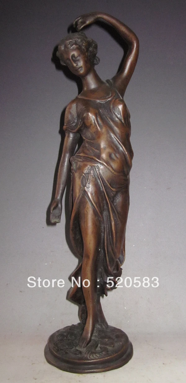 

14" Old Chinese Purple Bronze Dancing Lady Statue