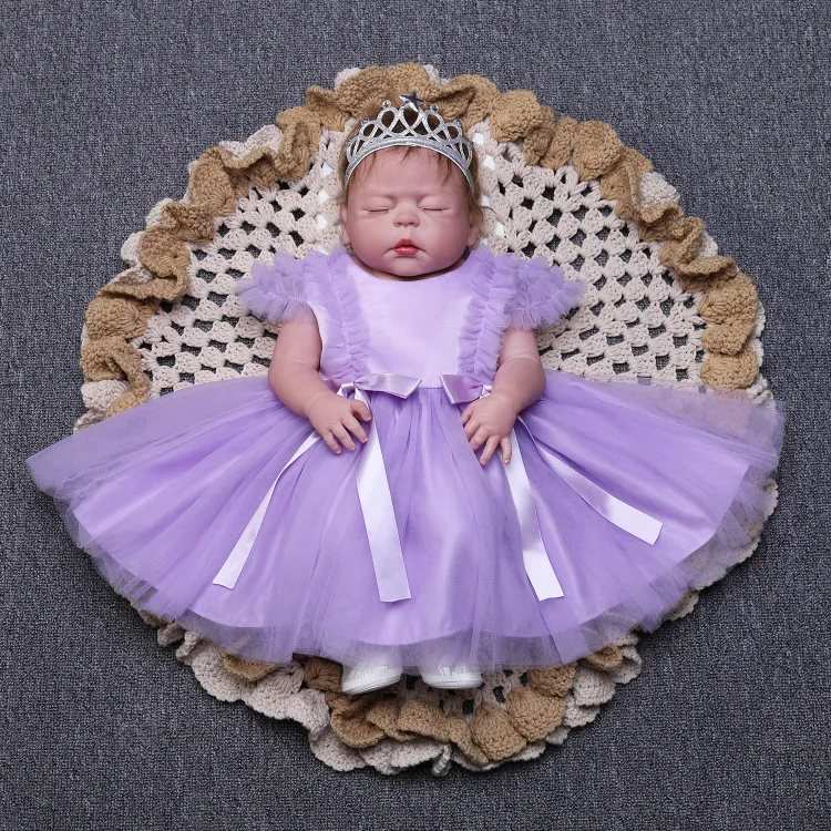 

Full silicone reborn baby doll vinyl newborn babies girl with princess dress wedding skirt newborn bebe dolls reborn gift