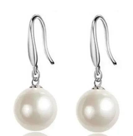 

Free shipping Cultured 9-10mm Freshwater Pearl Earrings White/Cream Silver