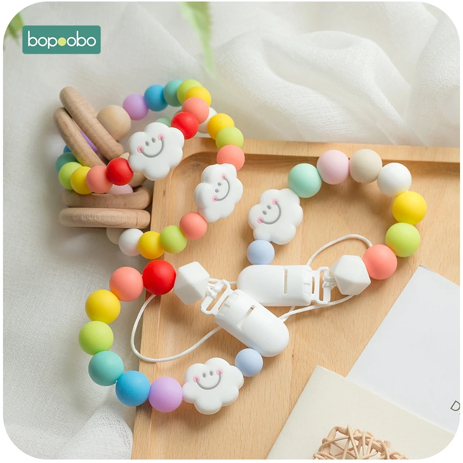 Pérola de Silicone Nuvem para Chocalho do Bebê Brinquedos de Silicone Bopoobo Silicone Minúsculo Haste Bpa Livre Grânulos Mordedor Roedor Bebê 20pc 3 grânulos pérola de silicone nuvem para chocalho