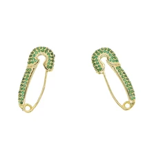 Сверкающее украшение, уникальный скребок, безопасный штифт, звезда, полностью микро проложить зеленый cz сверкающее украшение, Европейский Уникальный новая серьга