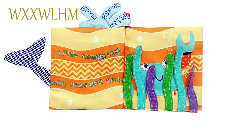 Whale Sea World 3D Cognition Baby Cloth Book Stuffed Plush Baby Toys Baby Cloth book