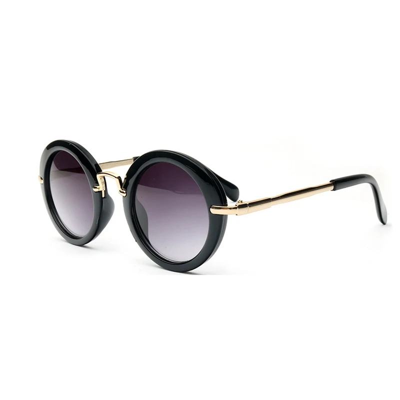 Mearknon Новое поступление круглый прекрасные солнечные очки для детей девочек модные очки защитные очки детские очки розовый цвет - Цвет линз: 1 black