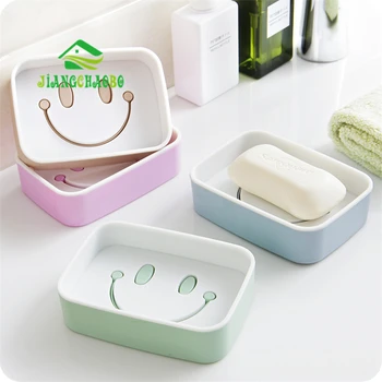 

JiangChaoBo Cartoon Smiley Double Dewatering Soap Wash Face Handmade Soap Box Bathroom Soap Box Tray Soap Holder