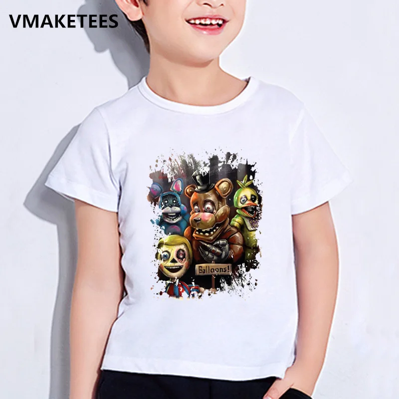 Детские летние футболки для мальчиков и девочек детская футболка с принтом «пять ночей с Фредди» забавная одежда для малышей с принтом «5 Фредди» HKP2408 - Цвет: HKP2408K
